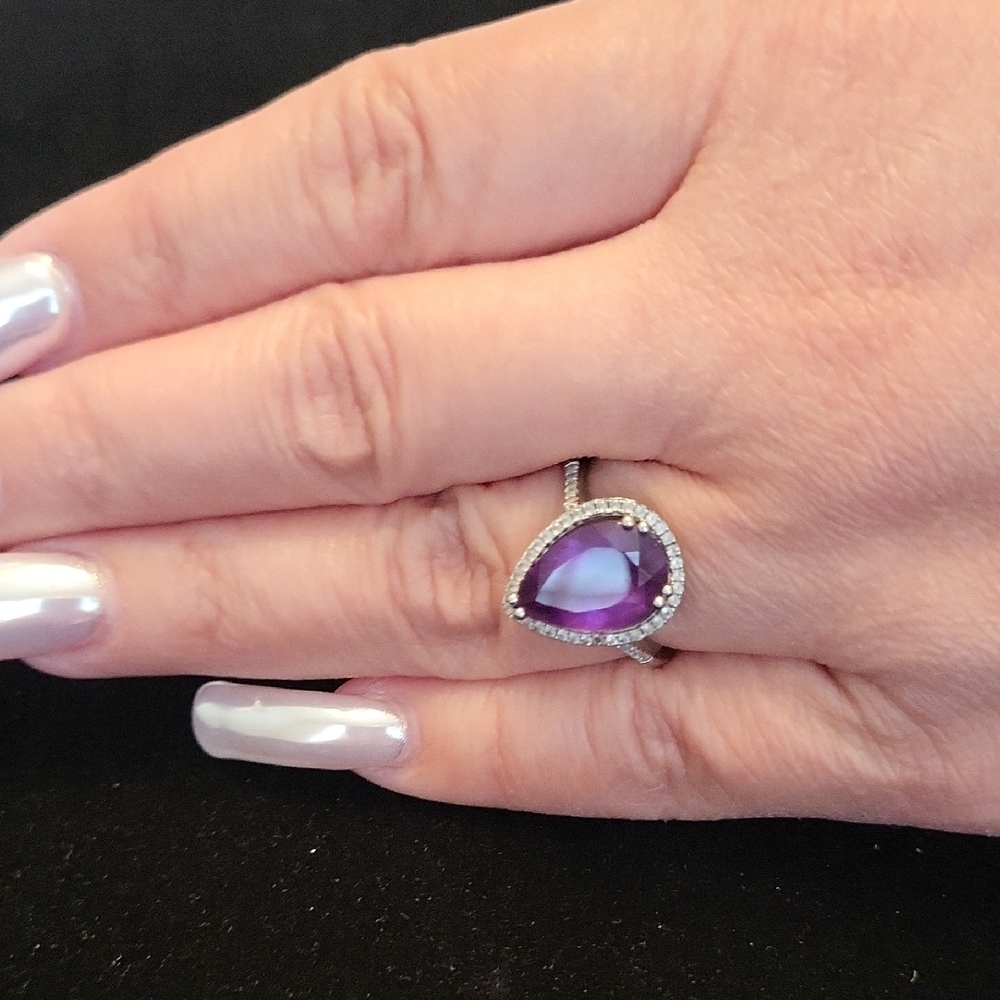 Amethyst Set In Sterling Silver Ring